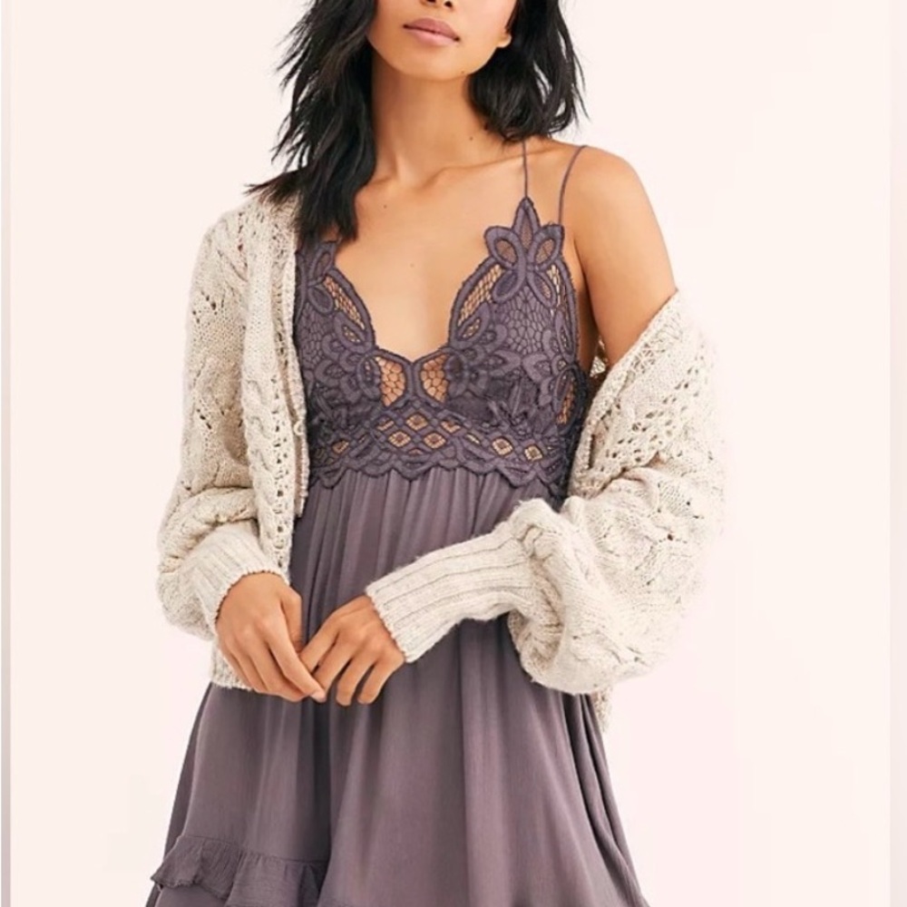 Free People Lavender Lace Mini Dress